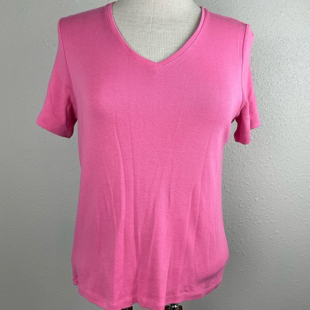 Charter Club Pink V-Neck T-Shirt Size M EUC